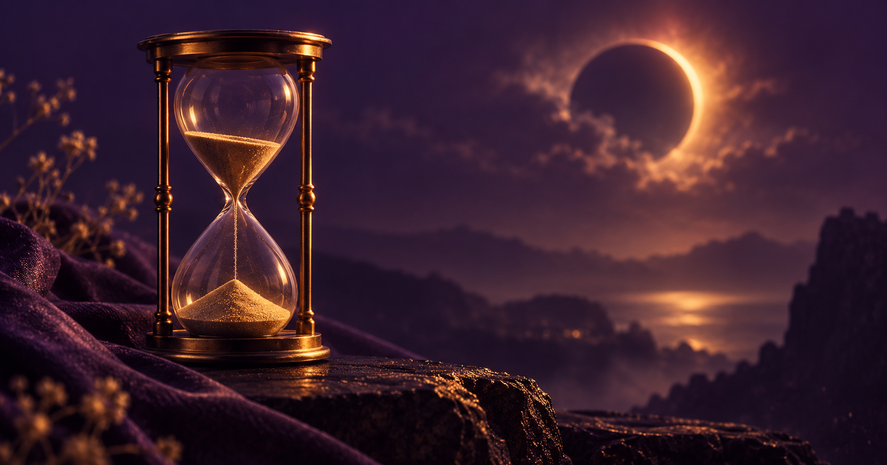 A calendar dissolving into a Pisces lunar-eclipse sky — electional timing around the August 27 2026 eclipse