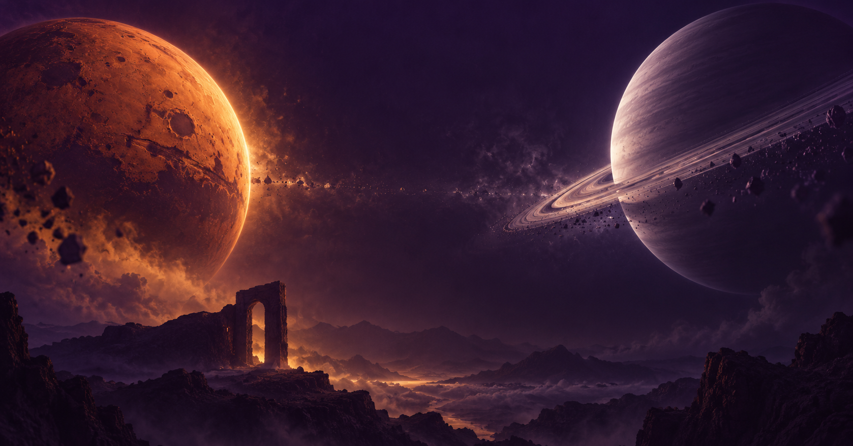 A red planet pressing against an immovable stone ring — Mars square Saturn, September 1 2026
